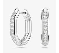 Swarovski Dextera Rhodium Plated White Crystal Octogan Hoop Earrings 5724585