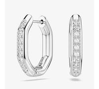Swarovski Dextera Rhodium Plated White Crystal Octogan Hoop Earrings 5724585