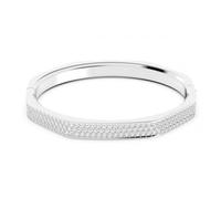 Swarovski Dextera Rhodium Plated White Octagon Bangle - Elegant Styling | - Size L - Crystal / Rhodium Plated