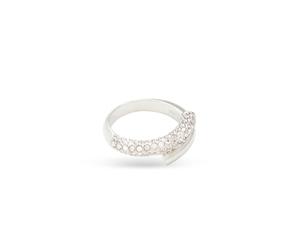 Swarovski Dextera Ring, Clear Pavé Crystals in a Rhodium-Finished Setting, Size R, Part of the Dextera Collection