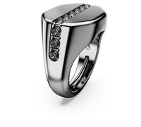 Swarovski DEXTERA: SIGNET GRY/RUS 50-55 32 For Male Black 55, 50-55, crystals, ruthenium plated, No Gemstone