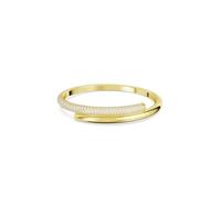 Swarovski Dextera Bangle Bracelet, Tubular Design with White Pavé Stones in a Gold-Tone Plated Setting, from the Swarovski Dextera Collection, Size M