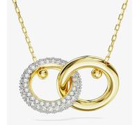 Swarovski Dextera White Interlocking Loop Gold Tone Plated Necklace 5668820
