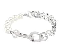 Swarovski Dextera Women's Crystal Pearl Link Mix White Rhodium Plated Bracelet