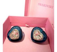 Swarovski Dulcis Clip Earrings Heart Shaped Cut Blue