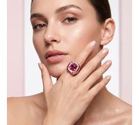 Swarovski Dulcis Cocktail Ring, Pink Cushion Cut Crystal and Pink Aluminium, from the Dulcis Collection, Size 60