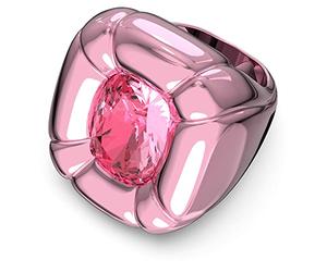 Swarovski Dulcis Cocktail Ring, Pink Cushion Cut Crystal and Pink Aluminium, from the Dulcis Collection, Size 55