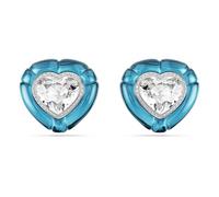 Swarovski Dulcis Earrings Heart Cut, Pavé, Heart, Blue, Rhodium Finish, One Size, Crystals, Rhodium Metal, Crystal