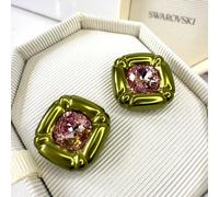 SWAROVSKI earrings Dulcis Green Pink crystal Cushion Cut In Box Rrp £135