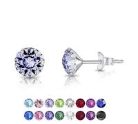 Swarovski Elements Sterling Silver Stud Earrings - Lilac Crystal Light, Lavanda, Ladies