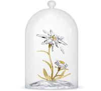 Swarovski Florere 130th Anniversary Bell Jar Figurine, Clear Faceted Crystal Flowers with Champagne Gold-Tone Metal Accents, Part of the Swarovski Florere Collection
