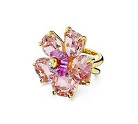 SWAROVSKI - Florere Cocktail Ring with Pink Crystals in a Double Band with Gold Finish, US Size 7; EU 55, Metal, No Gemstone