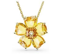 Swarovski Florere necklace, Flower, Yellow, Gold-tone plated
