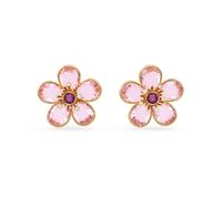 Swarovski Florere stud earrings, Flower, Pink, Gold-tone plated