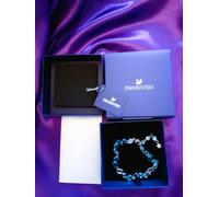 Swarovski Gema Bracelet, Blue and White Mixed-Cut Crystals in a Rhodium Plated Setting, from the Gema Collection
