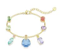 Swarovski Gema bracelet, Mixed cuts, Dangling crystals, Multicolored, Gold-tone plated