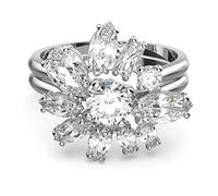 Swarovski Gema Cocktail Ring, Clear Crystals in a Rhodium Plated from the Gema Collection, size 58