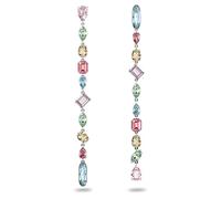 Swarovski Gema drop earrings, Asymmetrical, Multicoloured, Rhodium plated