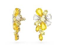 Swarovski Gema drop earrings, Mixed cuts, Flower, Yellow, Gold-tone plated