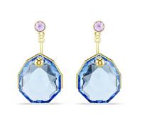 Swarovski Gema earring jackets, Blue, Gold-tone plated