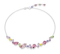 Swarovski Gema Flower Necklace, Earrings, and Bracelet Crystal Jewelry Collection, Clear, Pink, Green, Yellow Crystals, Rhodium, Gold Tone Finish, Brass, No Gemstone