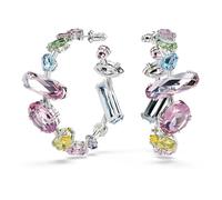 Swarovski Gema Hoop Earrings, Pastel Mixed Cut Crystals in a Rhodium Tone Plated Setting, from the Gema Collection