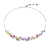Swarovski Gema Flower Necklace, Earrings, and Bracelet Crystal Jewelry Collection, Clear, Pink, Green, Yellow Crystals, Rhodium, Gold Tone Finish, Brass, No Gemstone