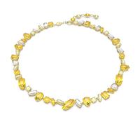 Swarovski Gema necklace, Mixed cuts, Yellow, Gold-tone plated