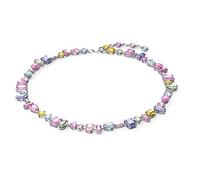 Swarovski Gema Necklace, Pastel Mixed Cut Crystals in a Rhodium Tone Plated Setting, from the Gema Collection