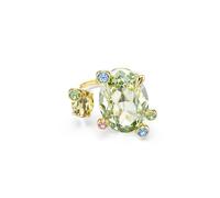 Swarovski Gema open ring, Mixed cuts, Multicolored, Gold-tone finish