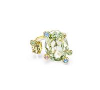 Gema open ring, Mixed cuts, Multicoloured, Gold-tone plated