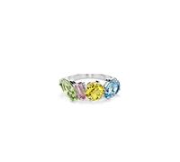 Swarovski Gema Rhodium Plated Mixed Cuts Cocktail Ring for Women, Size 58, Multicolor, Crystal, Crystal