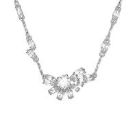 Swarovski Gema Rhodium Plated White Crystal Flower Pendant D - Silver