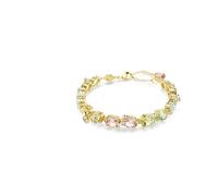Swarovski Gema Tennis Bracelet, Multicoloured Mixed-Cut Crystals in a Gold-Tone Finished Setting, Part of the Gema Collection