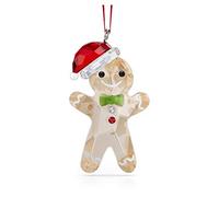 Swarovski Gingerbread Man Ornament, Green, Red, Black, and Clear Crystals Hanging Decoration, from the Holiday Cheers Collection
