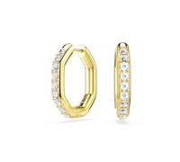 Swarovski Gold Dextera Octagonal White Crystal Hoop Earrings