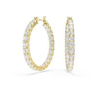 Swarovski Gold Matrix White Round Cut Hoop Earrings