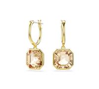 Millenia drop earrings, Square cut, Caramel, Gold-tone plated