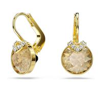 Swarovski Bella V drop earrings, Round cut, Gold-tone plated