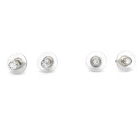 Swarovski Harley Stud Round cut, White, Rhodium plated Earrings, Set of 2