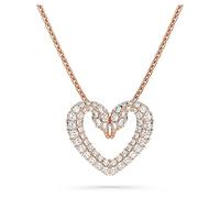 Swarovski Heart Pendant Necklace, White Pavé Crystals, Rose Gold Tone Plated from the Una Collection