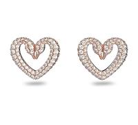 Swarovski Heart Stud Earrings, White Pavé Crystals, Rose Gold Tone Plated from the Una Collection