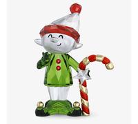 Swarovski Holiday Cheers Dulcis Elf and Candy Cane Figurine, Christmas Motif with Multicoloured Faceted Crystal & Lacquered Metal Accents, Part of the Holiday Cheers Collection