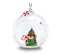 Swarovski Holiday Cheers Santa’s Elf Ball Ornament, Multicolored Swarovski Crystals on Green Satin Ribbon, Part of the Swarovski Holiday Cheers Collection
