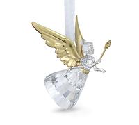Swarovski Holiday Magic Angel Ornament, White Crystal, Gold-Tone Plated Accents and White Rayon Ribbon, from the Holiday Magic Collection