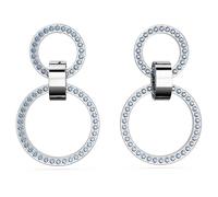 Swarovski Hollow Drop Earrings, Blue Pavé Crystals in a Rhodium Plated Setting, from the Hollow Collection