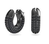 Swarovski Hoop Earrings, Pair of Pavé, Black Crystal, Ruthenium Tone Plated Hoops, from the Dextera Collection