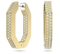 Swarovski Jewellery Swarovski Dextera Octagon Pave Yellow Gold Tone Medium Hoop Earrings 3x0.4x2cm