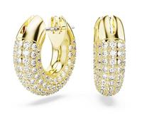 Swarovski Hoop Earrings, Pair of Pavé, White Crystal, Gold Tone Plated Hoops, from the Dextera Collection