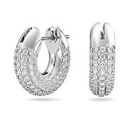 Swarovski Hoop Earrings, Pair of Pavé, White Crystal, Rhodium Plated Hoops, from the Dextera Collection